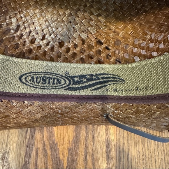 Austin Western Straw Cowboy Hat, Dark Burnout Tan, 12” Head Circumference - Picture 7 of 12